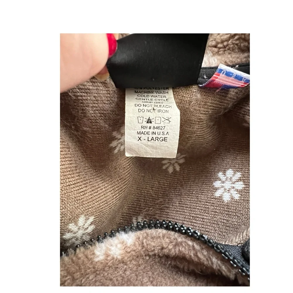 VTG. Mazmania Sherpa Fleece Zipper front Winter Deer/Trees Scene Jacket. Sz. XL - Picture 8 of 8